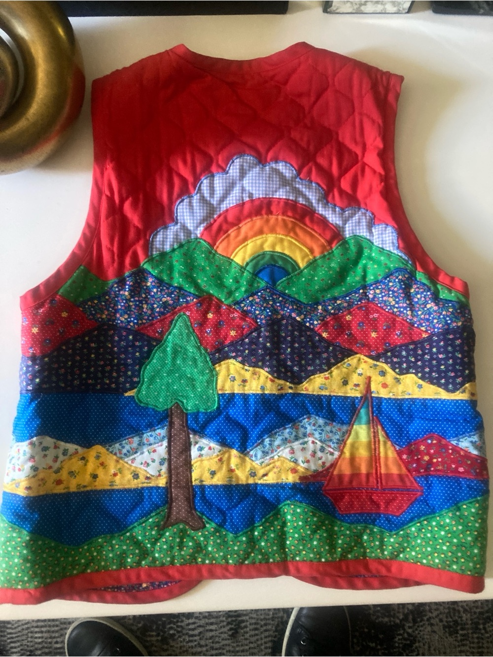 1970’s 60’s Vintage quilted 🌈 Rainbow Reversible vest top small like Salaminder